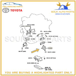 12361-50101 Genuine Toyota INSULATOR, ENGINE MOUNTING, FRONT 1236150101 OEM