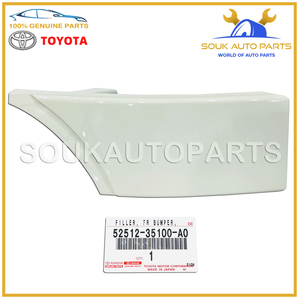 52512-35100-A0 Genuine Toyota FILLER, FRONT BUMPER, RH 1GR-FE 5251235100A0