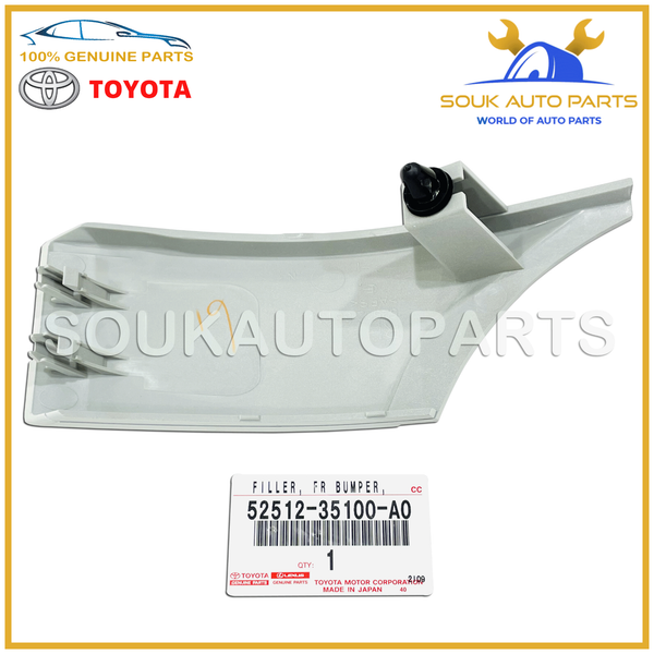 52512-35100-A0 Genuine Toyota FILLER, FRONT BUMPER, RH 1GR-FE 5251235100A0