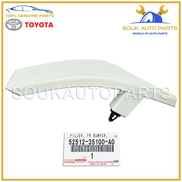 52512-35100-A0 Genuine Toyota FILLER, FRONT BUMPER, RH 1GR-FE 5251235100A0