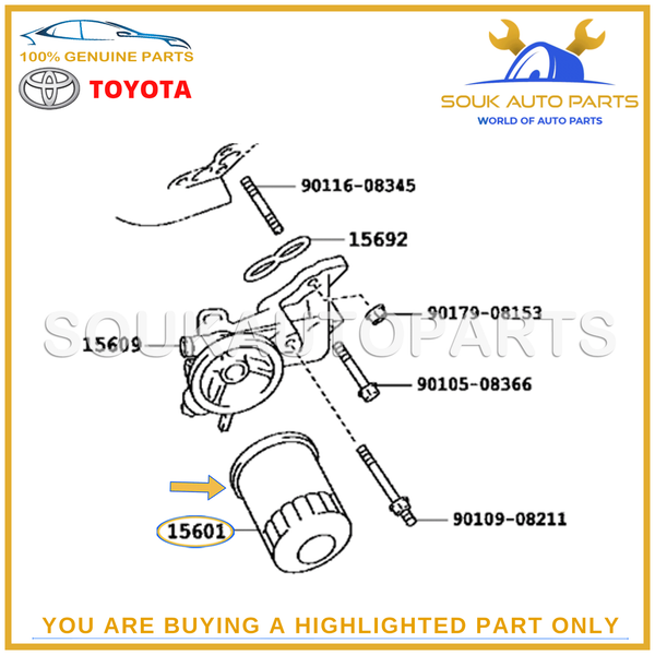 90915-20004 Genuine Toyota FILTER ASSY, OIL 4RUNNER Lexus LX470