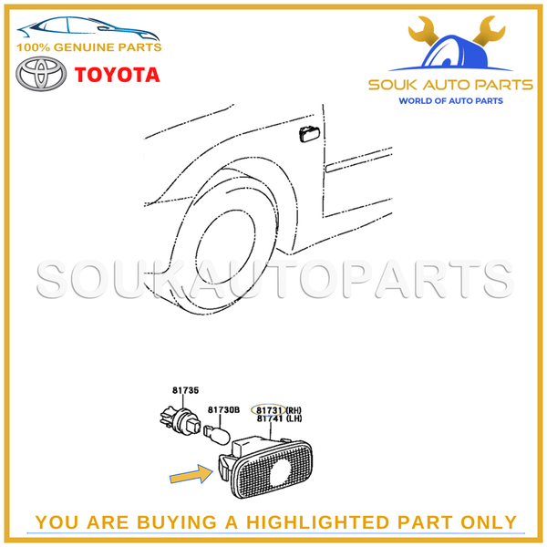 81731-53011 Genuine Toyota LENS, SIDE TURN SIGNAL LAMP, RH/LH 8173153011 OEM