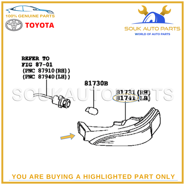 81741-02040 Genuine Toyota LENS, SIDE TURN SIGNAL LAMP, LH 8174102040 OEM