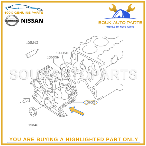 13500-VC000 Genuine Nissan COVER ASSY-FRONT, TIMING CHAIN 13500VC000 OEM