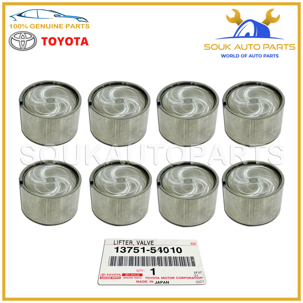 13751-54010 Genuine Toyota LIFTER, VALVE (Set of 8 Pcs)