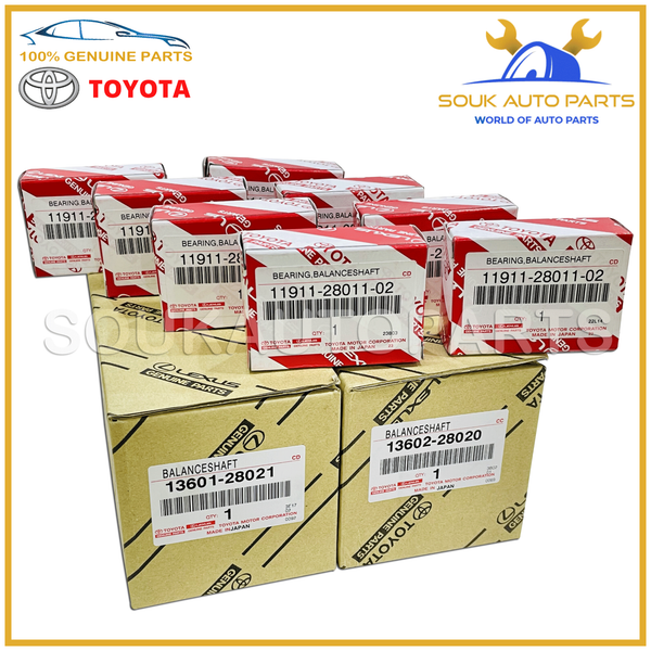 Genuine Toyota BALANCE SHAFT SET W/BEARING SET (8 PCS) 2AZ-FE NO.1 & NO.2 2.4L