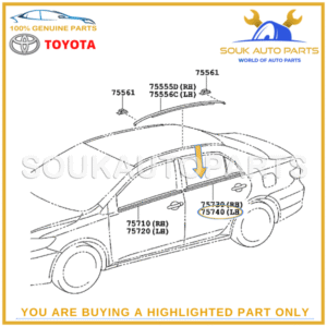 75740-12390 Genuine Toyota MOULDING ASSY, REAR DOOR BELT, LH 7574012390 OEM