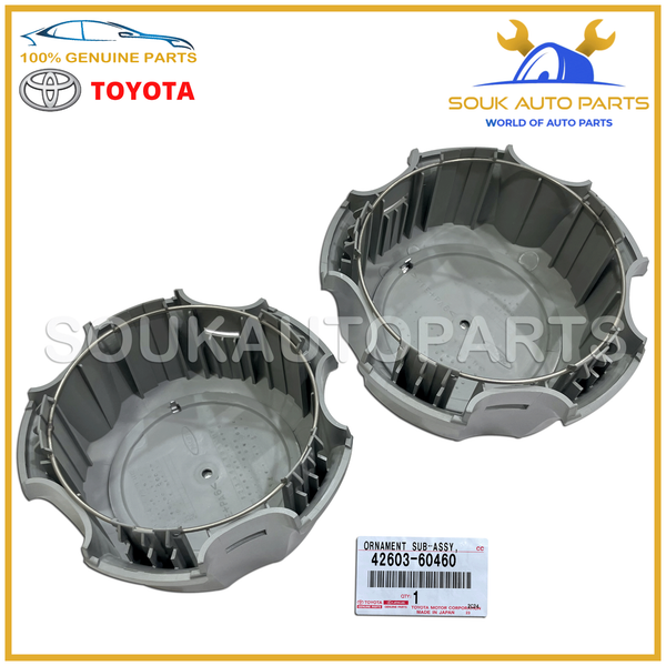 42603-60460 Genuine Toyota ORNAMENT SUB-ASSY, WHEEL HUB (FRONT) Set of 2Pcs