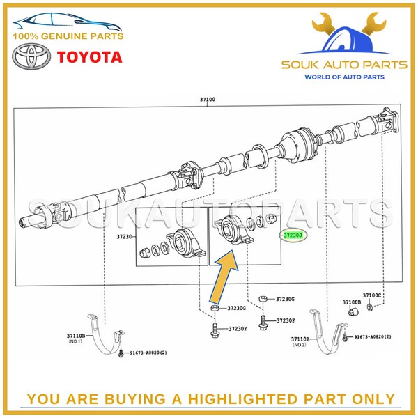 37230-29015 Genuine Toyota BEARING ASSY, CENTER SUPPORT, NO.1 3723029015 OEM