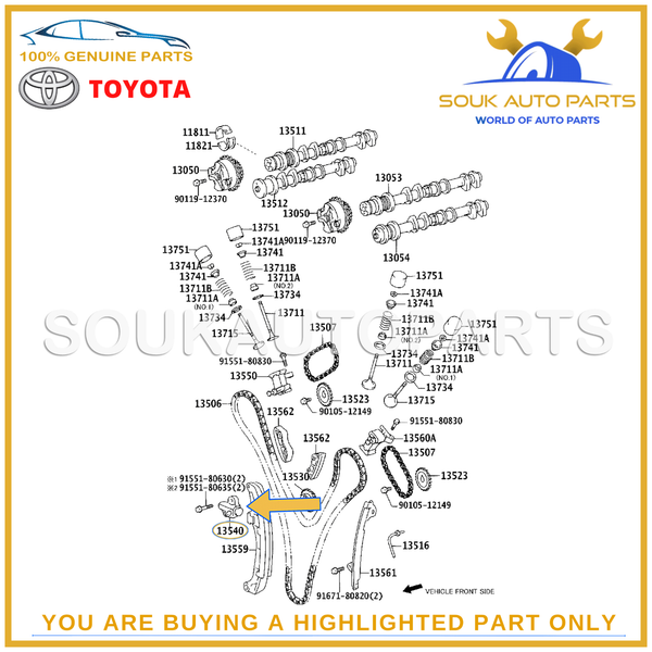 13540-31011 Genuine Toyota TENSIONER ASSY, CHAIN, NO.1 1354031011 OEM