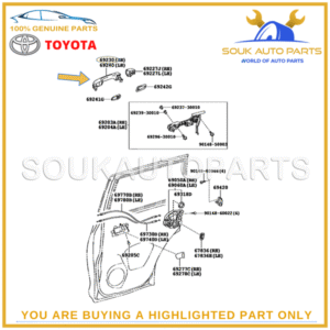 69211-60090-B0 Genuine Toyota HANDLE ASSY, REAR DOOR OUTSIDE, RH/LH 6921160090B0