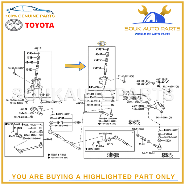 45070-36030 Genuine Toyota BRACKET ASSY, IDLER ARM 4507036030 OEM
