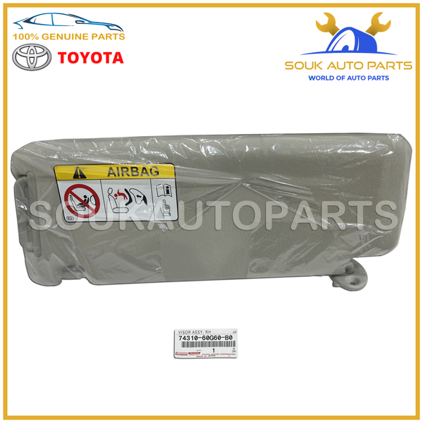74310-60G60-B0 Toyota Genuine VISOR ASSY, RH 7431060G60B0 OEM