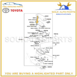 58908-50040 Genuine Toyota CONSOLE COMPARTMENT DOOR LOCK ASSY LEXUS LS430 01-06