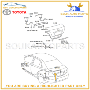64607-52090 Genuine Toyota CABLE ASSY, LUGGAGE DOOR LOCK CONTROL 6460752090 OEM