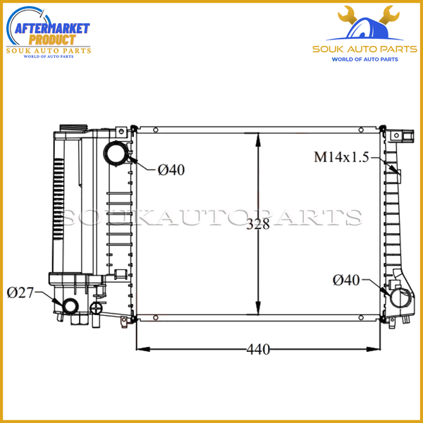 1600765 BMW Radiator, 1987-1995 For B6, 3 E30, 3 E36, 3 E36 COMPACT, 5 E34
