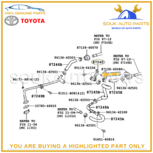 87240-60110 Genuine Toyota VALVE ASSY, HEATER WATER 8724060110 OEM