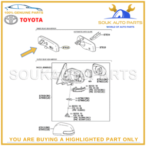 87810-60191 Genuine Toyota INNER REAR VIEW MIRROR ASSY 8781060191 OEM