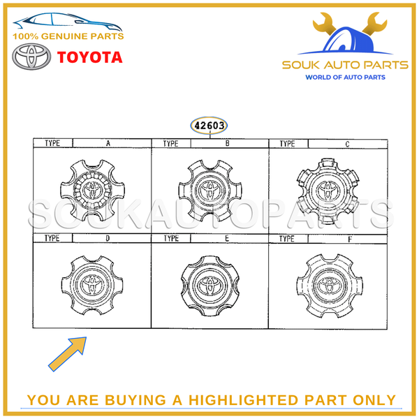 42603-60500 Genuine Toyota WHEEL HUB ORNAMENT SET OF 4 PCS