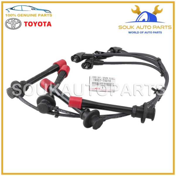 19037-75010 Genuine Toyota CORD SET, COIL & SPARK, W/RESISTIVE  19037-75010 OEM