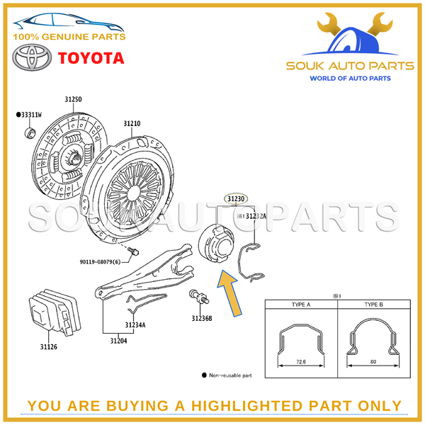 31230-71011 Genuine Toyota BEARING ASSY,CLUTCH RELEASE 3123071011 FORTUNER HILUX