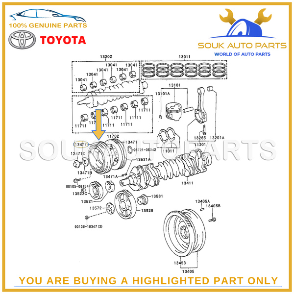 13407-17010 Genuine Toyota CRANKSHAFT PULLEY, NO.2 1340717010 OEM