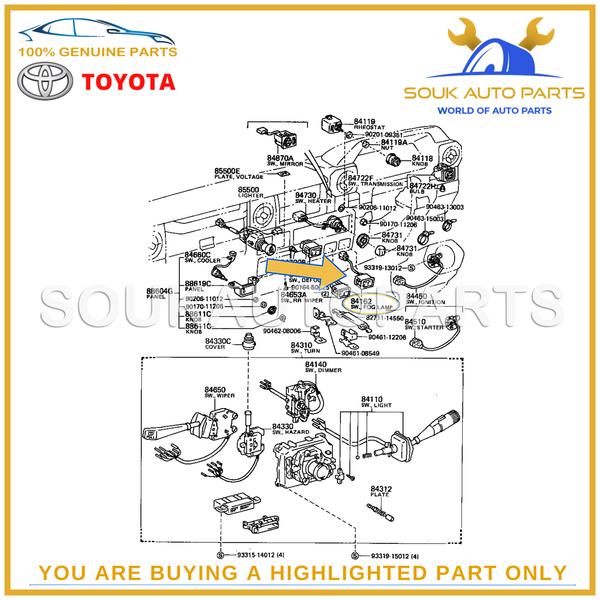 84160-90K01 Genuine Toyota FRONT FOG LAMP SWITCH 8416090K01 OEM