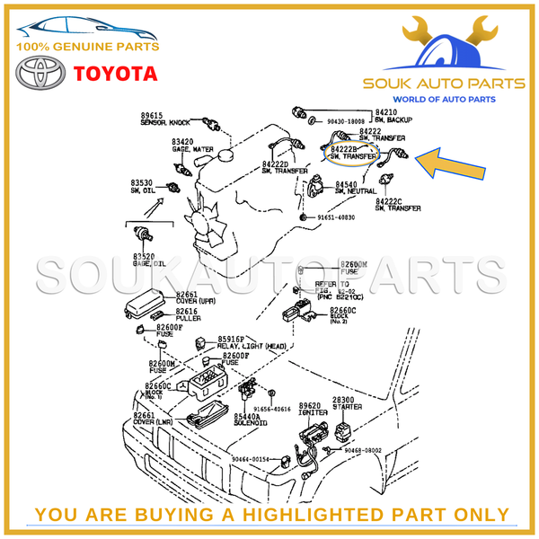 84222-35080 Genuine Toyota TRANSFER INDICATOR SWITCH, NO.1 8422235080 OEM