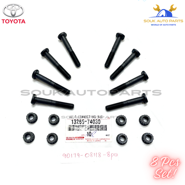 13265-74030 & 90179-08118 Genuine Toyota CON ROD BOLT & NUT SET OF 8 3SFSE