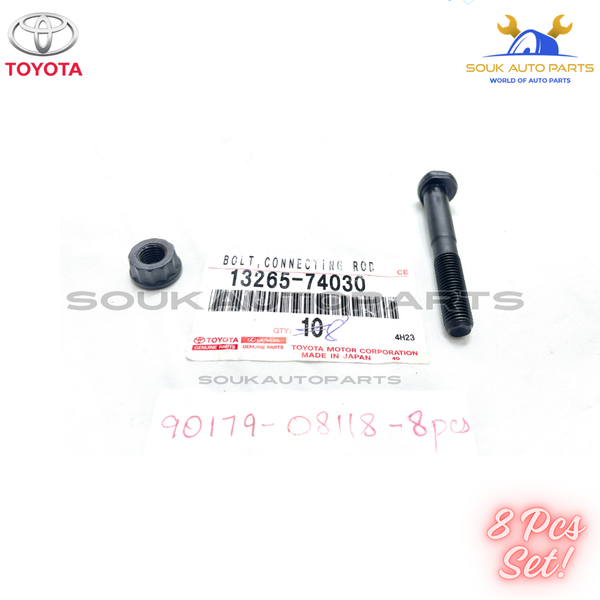 13265-74030 & 90179-08118 Genuine Toyota CON ROD BOLT & NUT SET OF 8 3SFSE