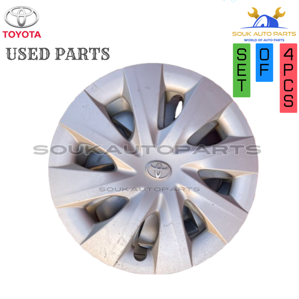 42602-52450 Genuine Toyota USED WHEEL CAP SET OF 4 For YARIS VERSO SPADE PORTE