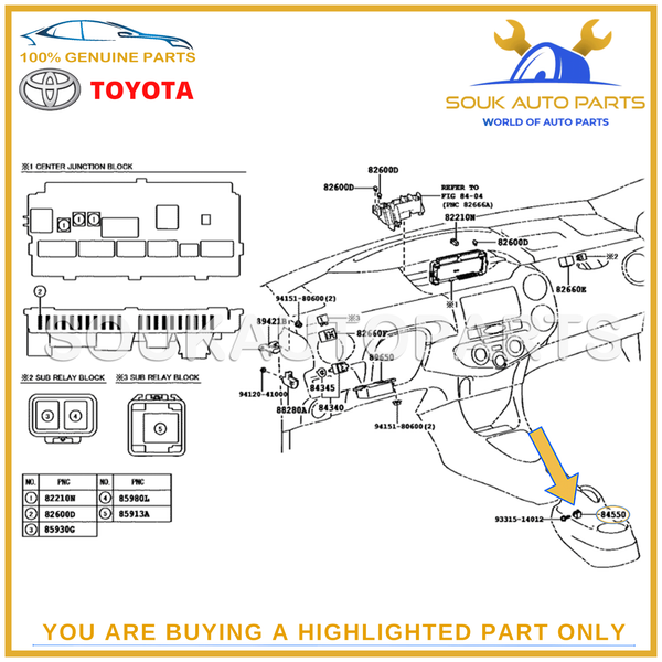 84550-16060 Genuine Toyota SWITCH ASSY, PARKING BRAKE 8455016060 OEM